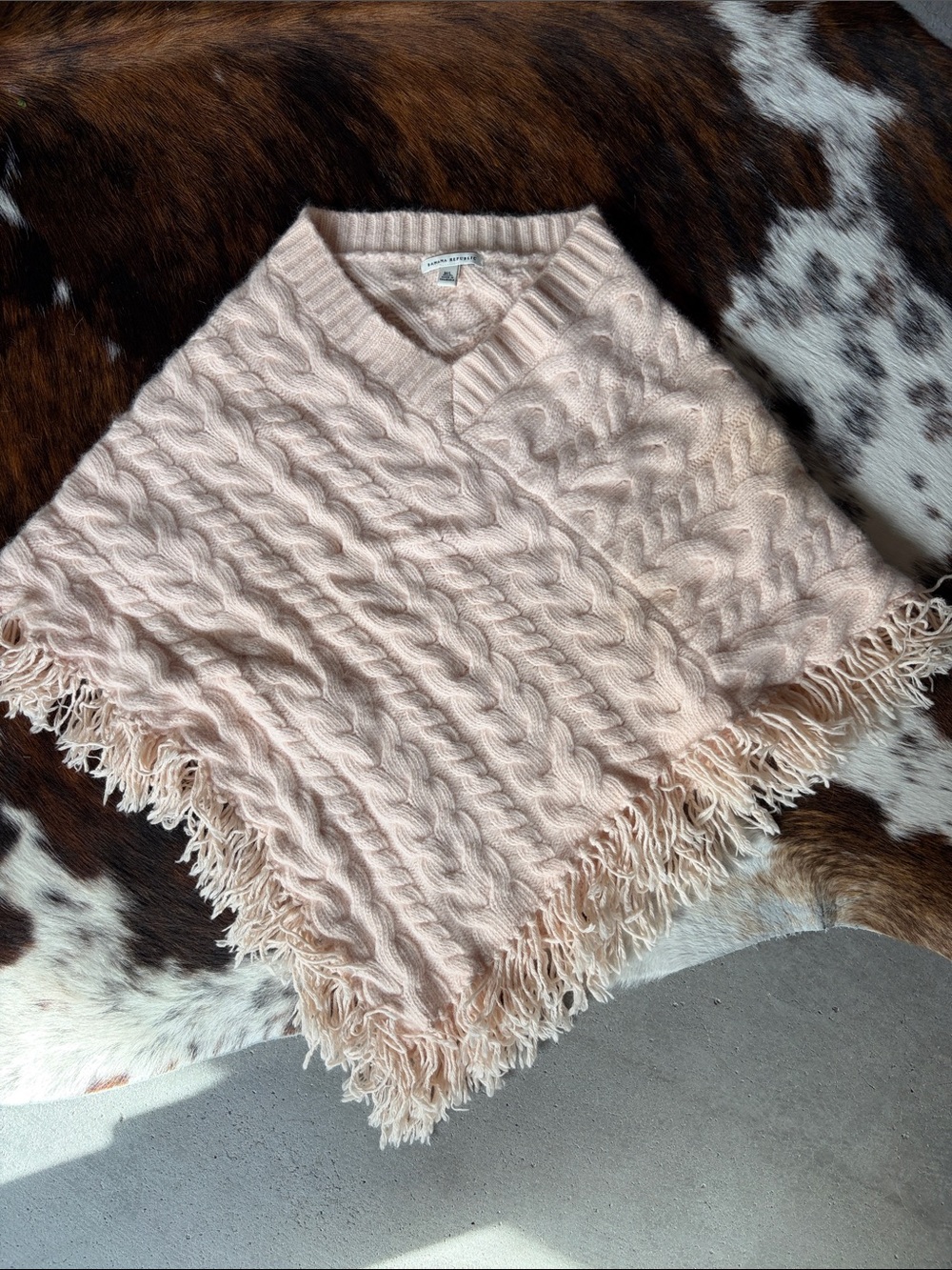 Banana Republic Blush Cable-Knit Fringe Poncho